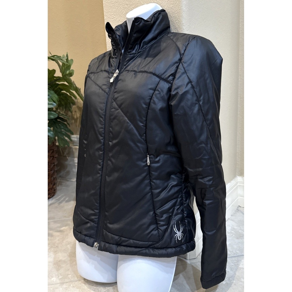 Spyder Womens Black Puffer Jacket Full Zip Quilted Insulated Ski Coat Small